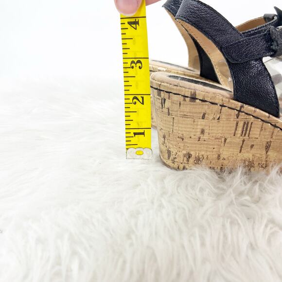 BOC Born Concepts 7 Women's Black Leather Floral Wedge Heel Ankle Strap Sandal - Picture 4 of 14